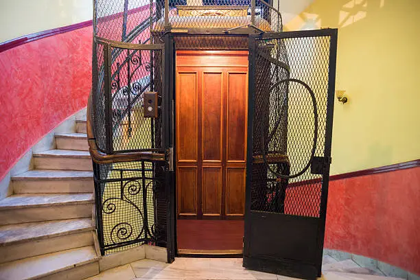 Eston Elevators Company antique elevator in an old apartment building